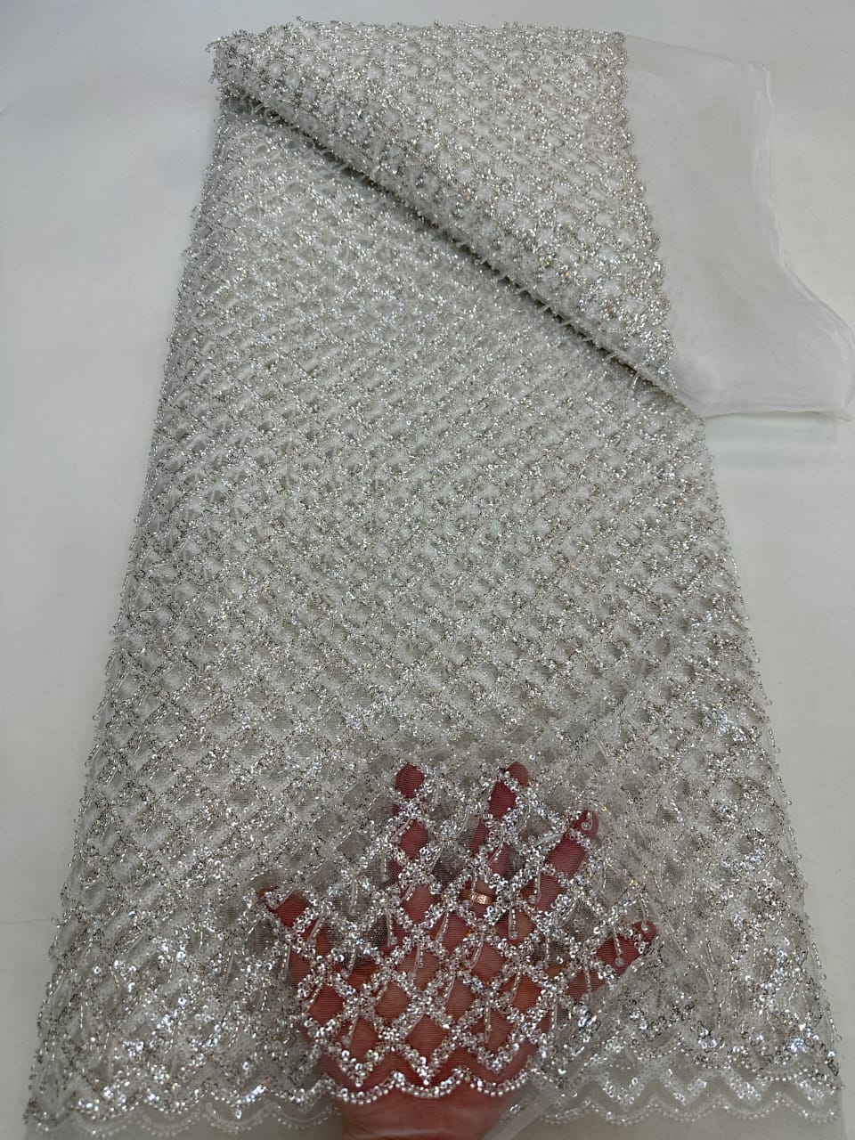 High Quality Handbeaded Fabric Material 202404