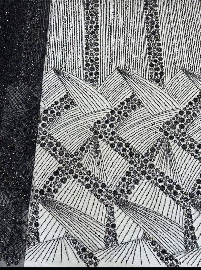 High Quality Handbeaded Fabric Material 202415