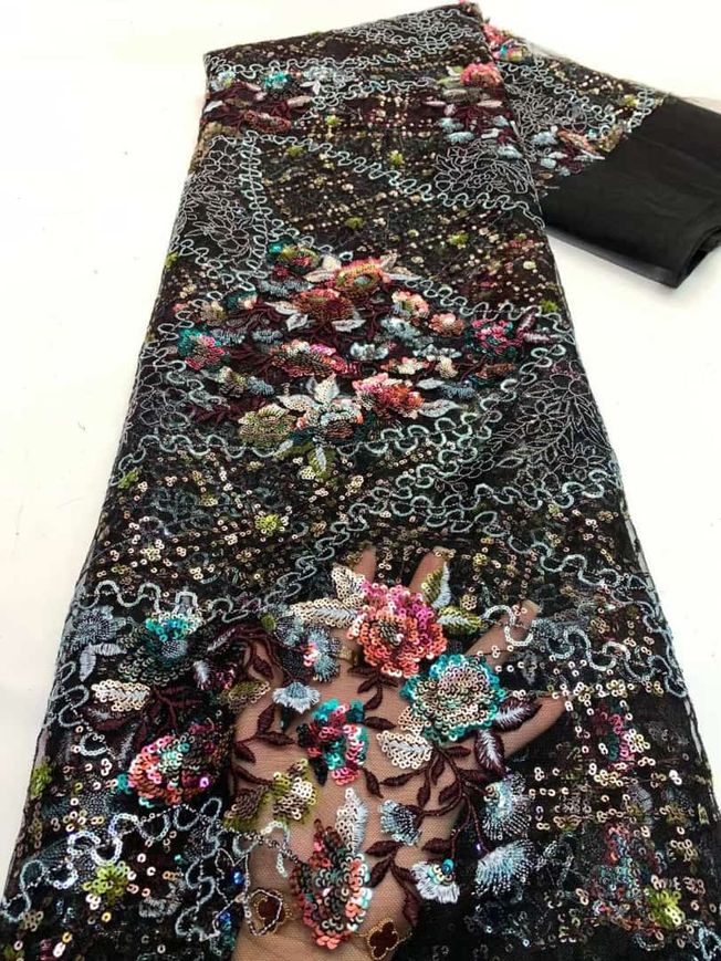 High Quality Embroidered Sequins Fabric Material 223