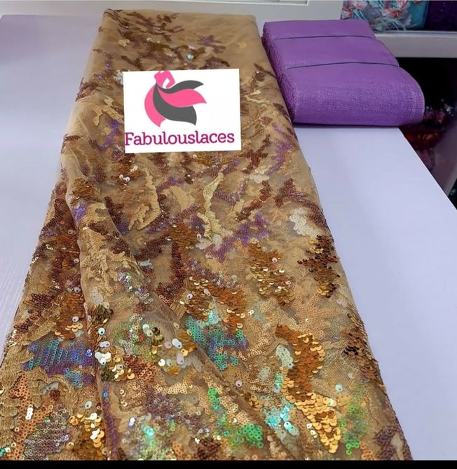 High Quality French Tulle Sequins Fabric 319