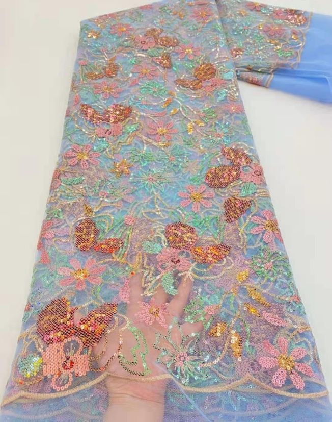 High Quality Tulle Sequins Fabric Material 194