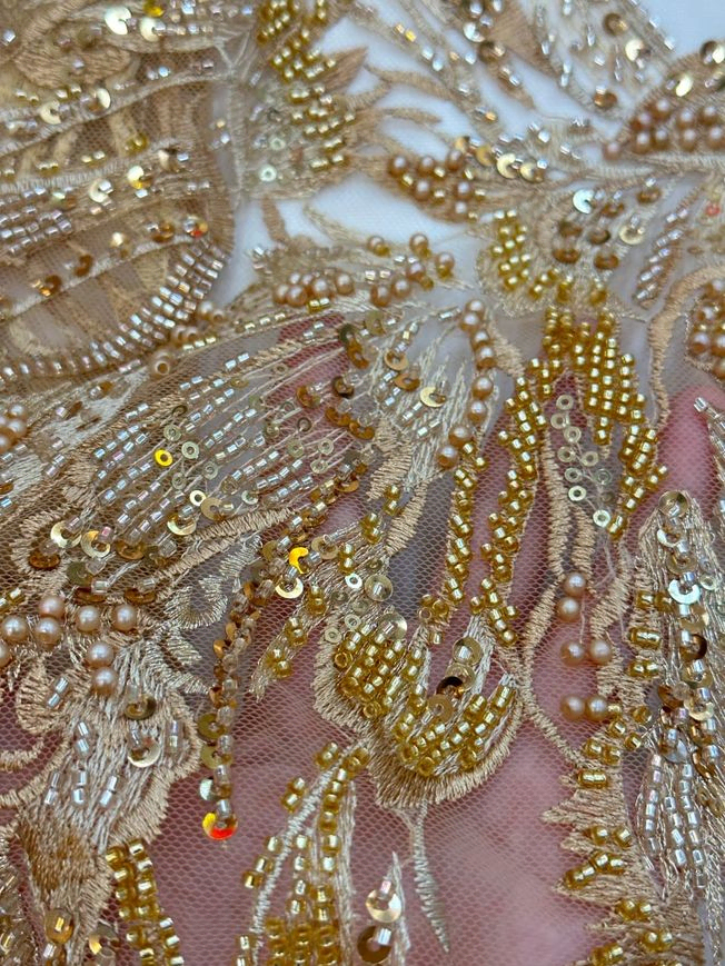 High Quality Handbeaded Fabric Material 202357