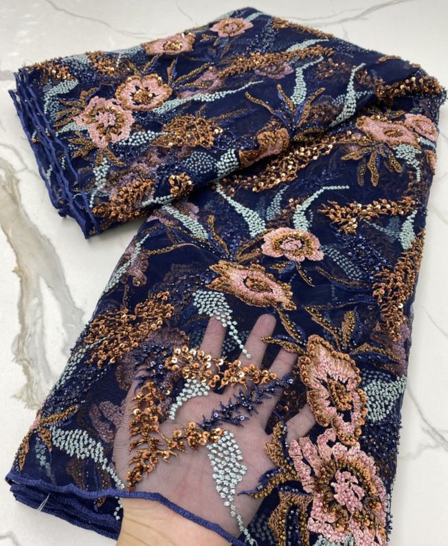 Luxury Handbeaded Fabric Material EM318