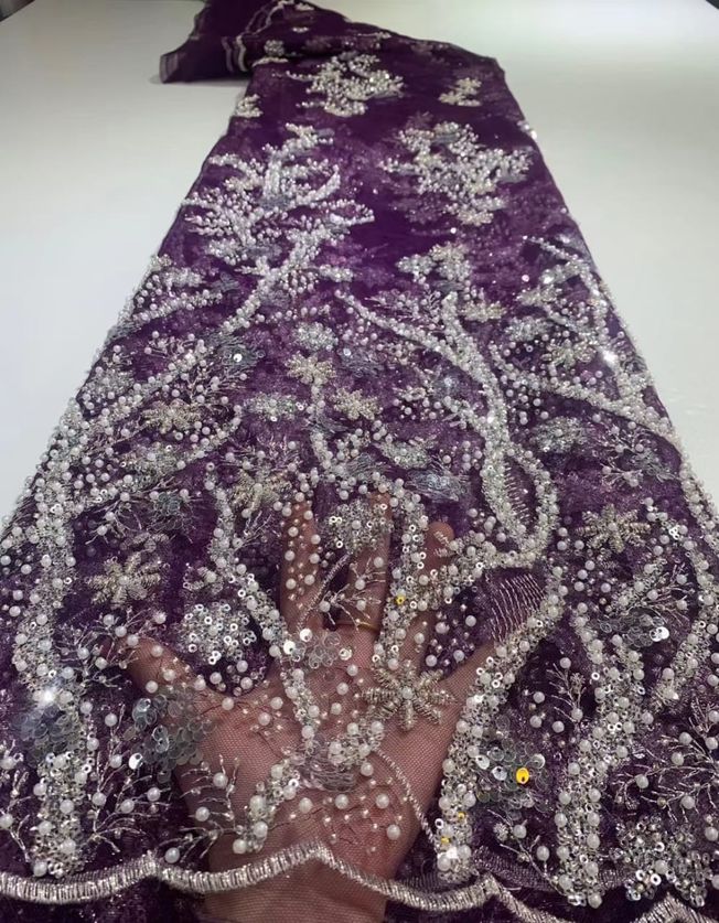 Luxury Handbeaded Fabric Material HA 444