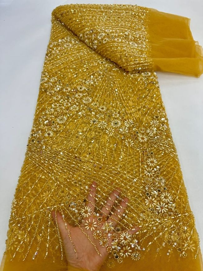 High Quality Handbeaded Fabric Material 202415