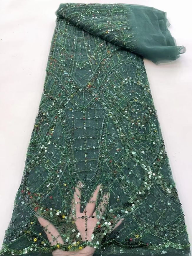High Quality handbeaded Fabric Material FAHA2024 01