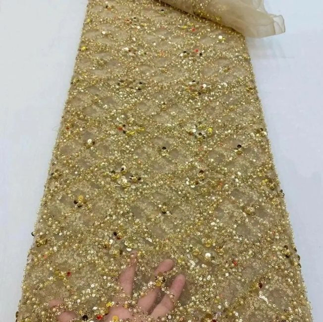 High Quality Handbeaded Fabric Material EM377