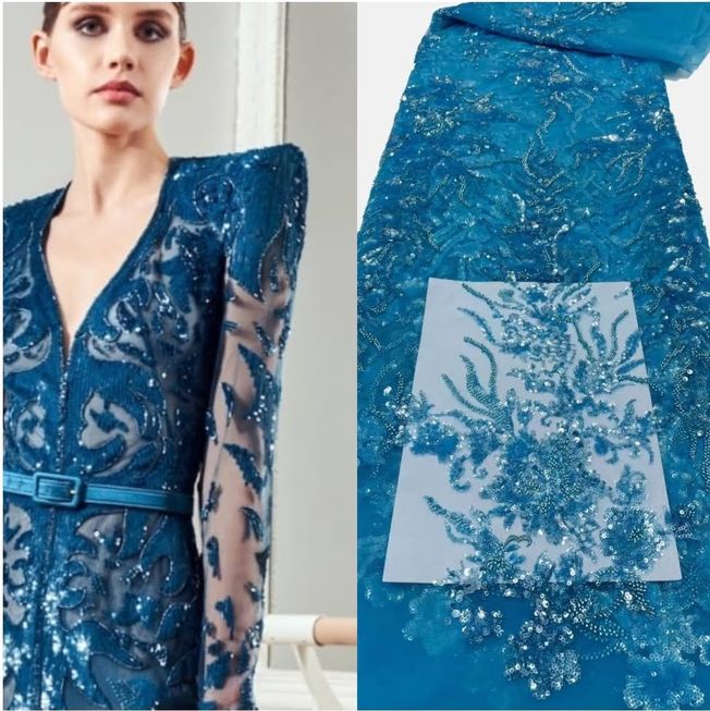 High Quality Handbeaded Fabric Material EM348