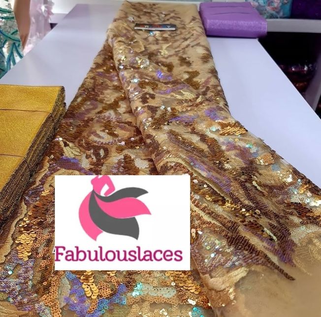 High Quality French Tulle Sequins Fabric 319