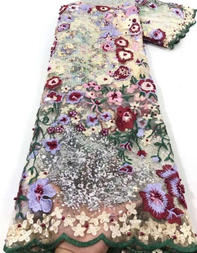 High Quality Embroidered Tulle Sequins Fabric Material 232