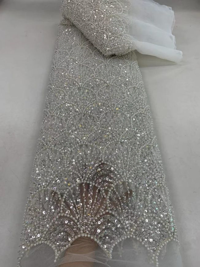 Luxury handbeaded fabric material 202310