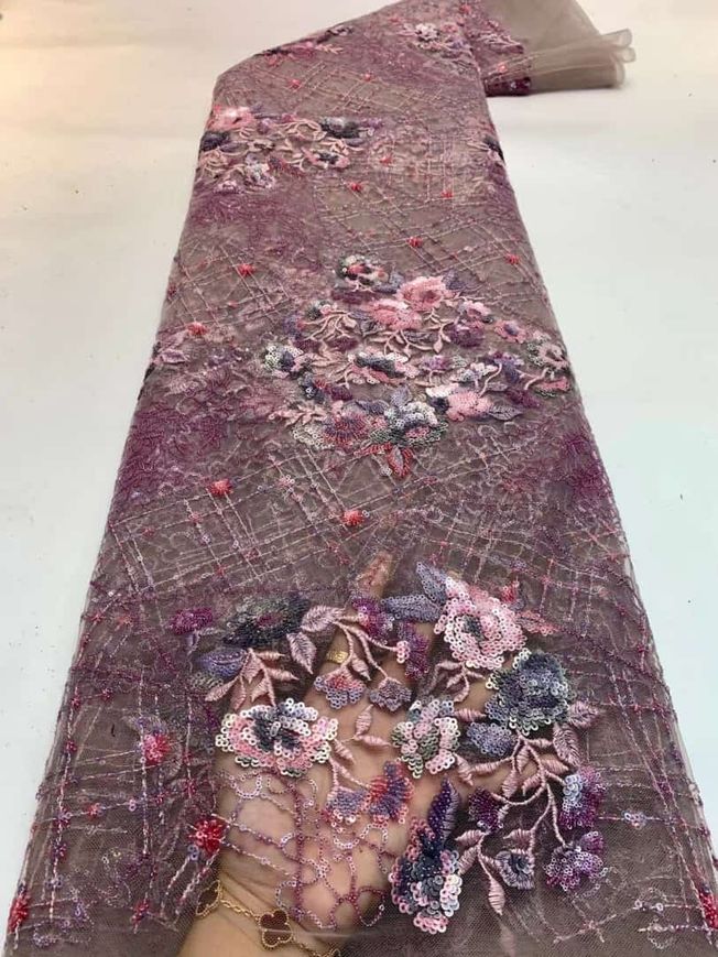 High Quality Embroidered Sequins Fabric Material 223
