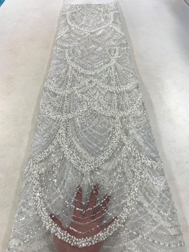 High Quality Handbeaded Fabric Material 202416