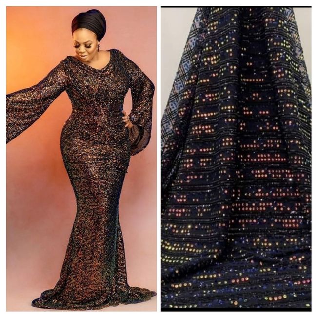 High Quality French Tulle Sequins Fabric 034