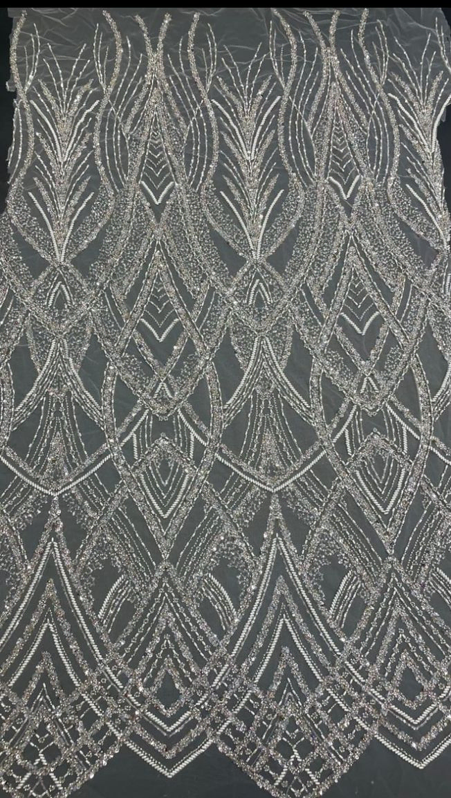 Luxury handbeaded fabric material 202408