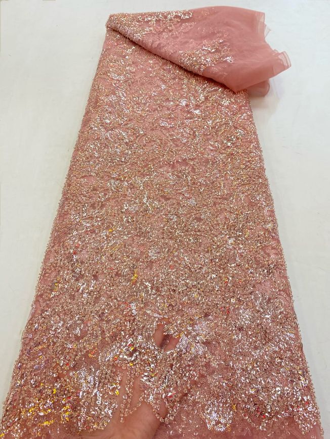 High Quality Luxury Handbeaded Fabric Material EM369