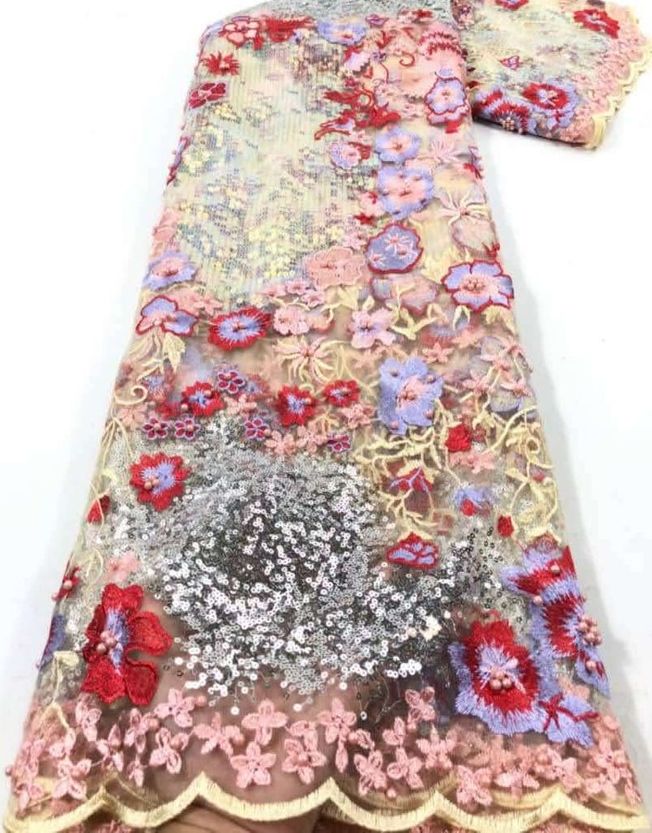 High Quality Embroidered Tulle Sequins Fabric Material 232