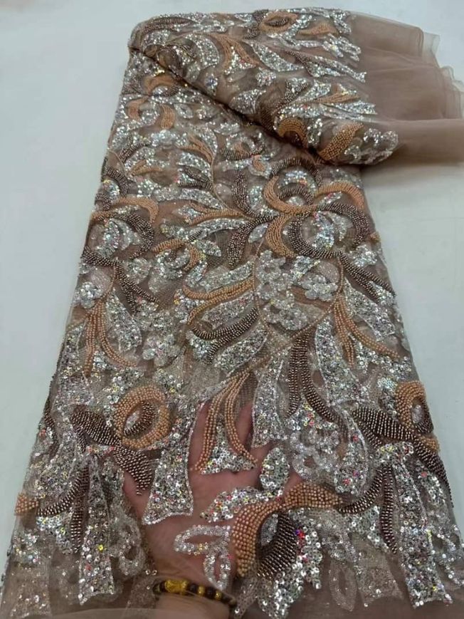 High Quality Handbeaded Fabric Material 202324