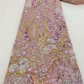 High Quality Sequins Tulle Fabric Material EM359