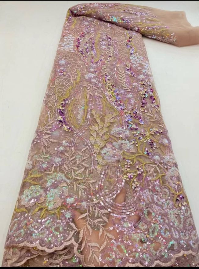 High Quality Sequins Tulle Fabric Material EM359