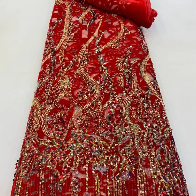 Luxury Handbeaded Velvet Fabric Material 483