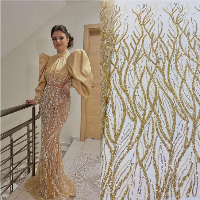 High Quality Handbeaded Fabric Material HA397