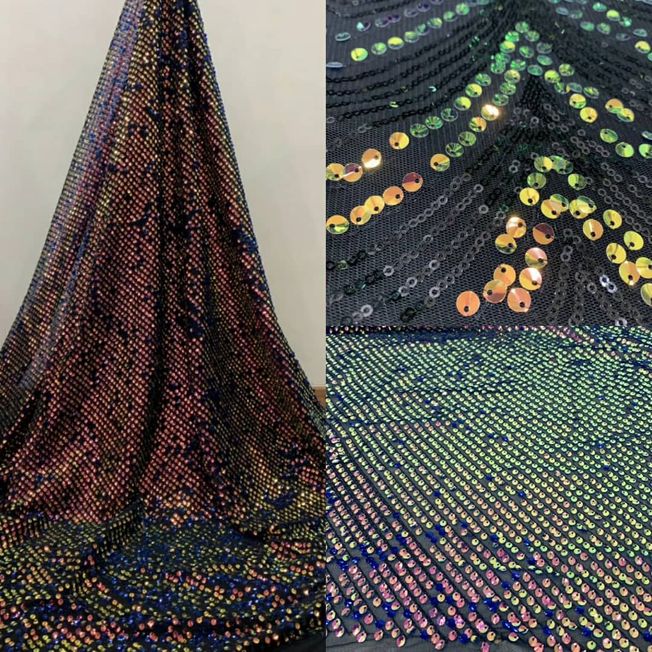 High Quality French Tulle Sequins Fabric 034
