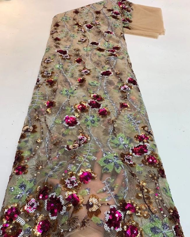 High Quality Tulle Sequins Fabric Material 225