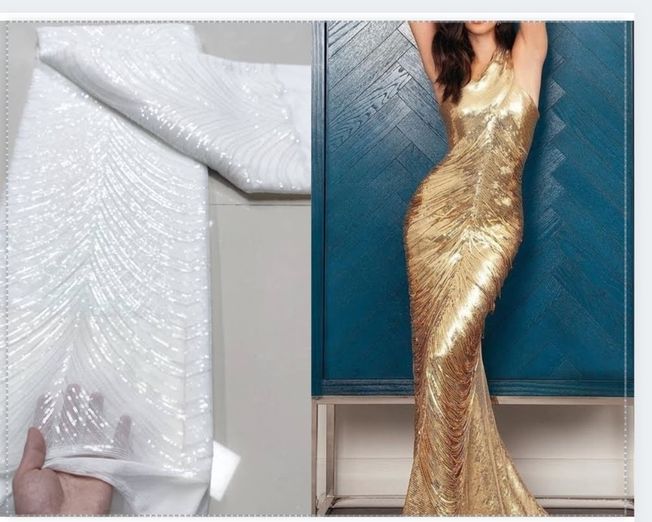 High Quality Sequins Tullr Fabric Material EM379