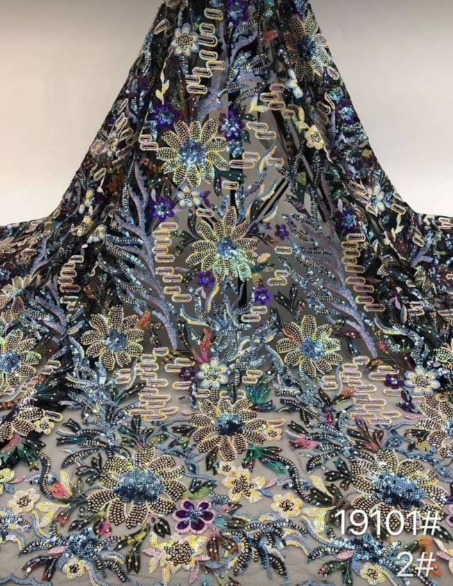 High Quality French Tulle Sequins Fabric 240
