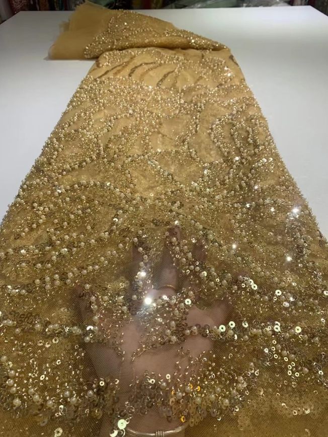 Luxury Handbeaded Fabric Material HA 444