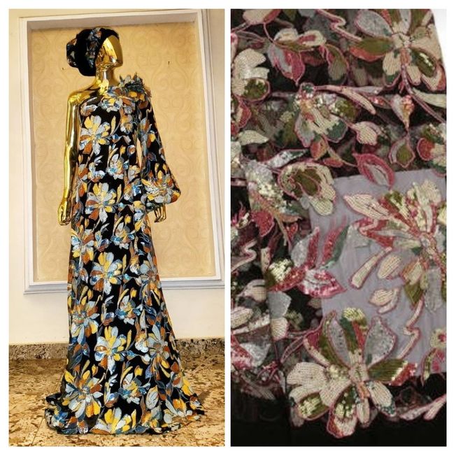 High Quality Embroidered Sequins Fabric Material 014