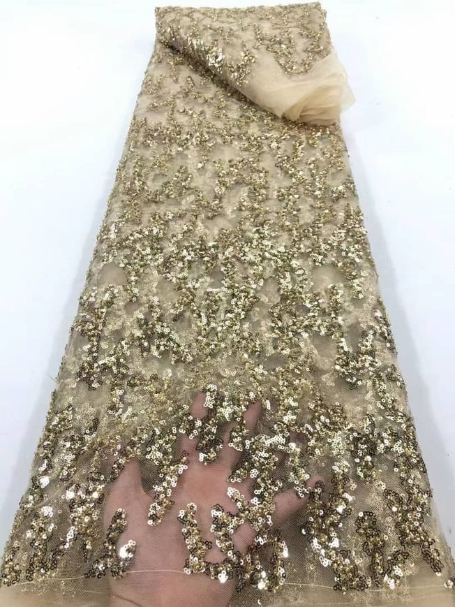 High Quality Handbeaded Sequins Fabric Material EM376