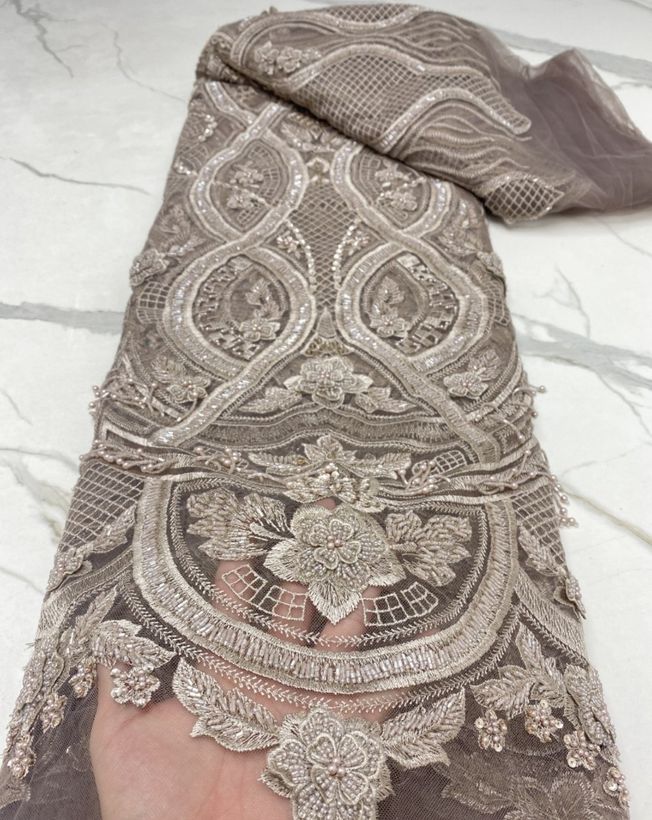 Luxury Handbeaded Fabric Material HA 442