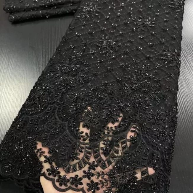 High Quality Luxury Handbeaded Fabric Material EM05