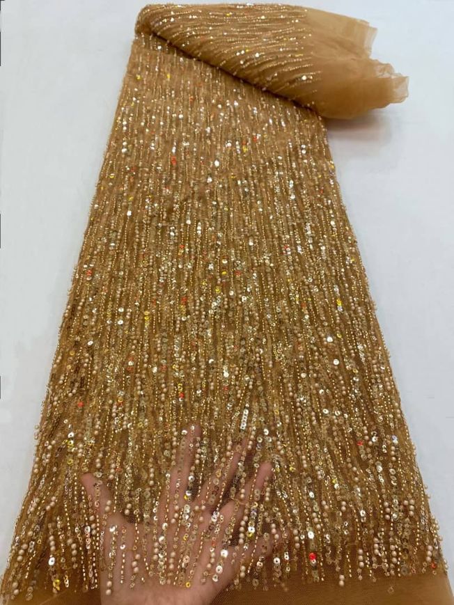 High Quality Handbeaded Fabric Material EM373