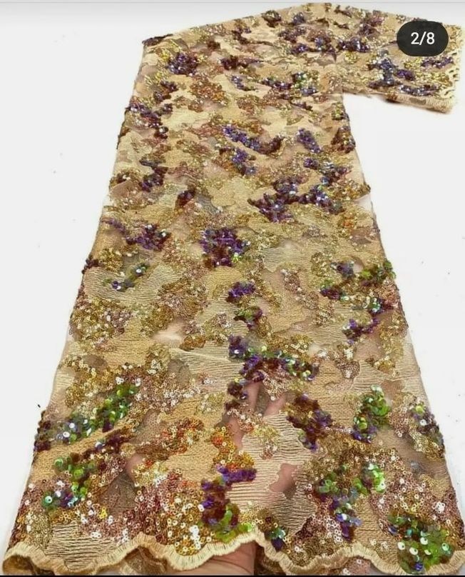 High Quality Sequins Tulle Fabric Material 005