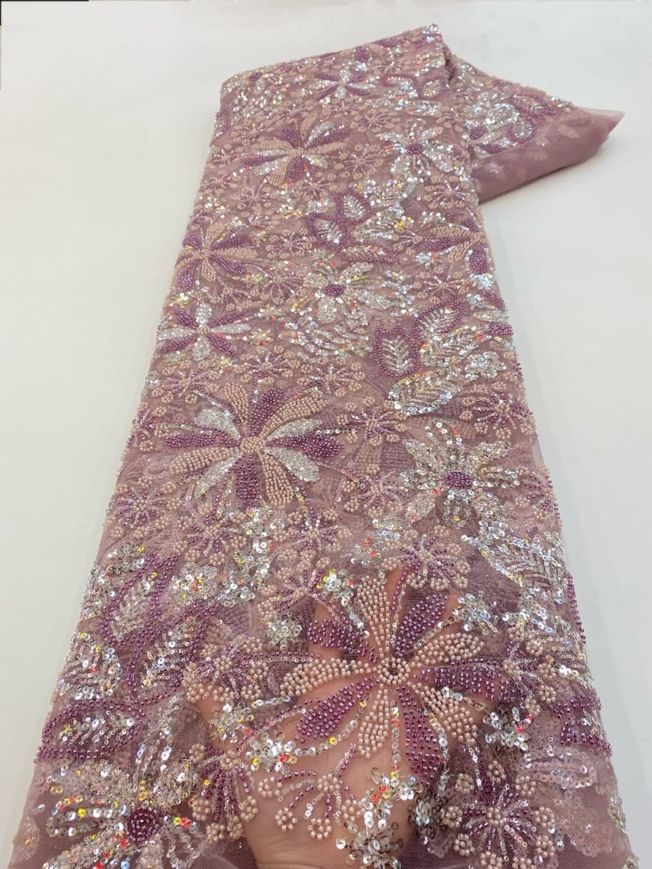 Luxury handbeaded fabric material 202336