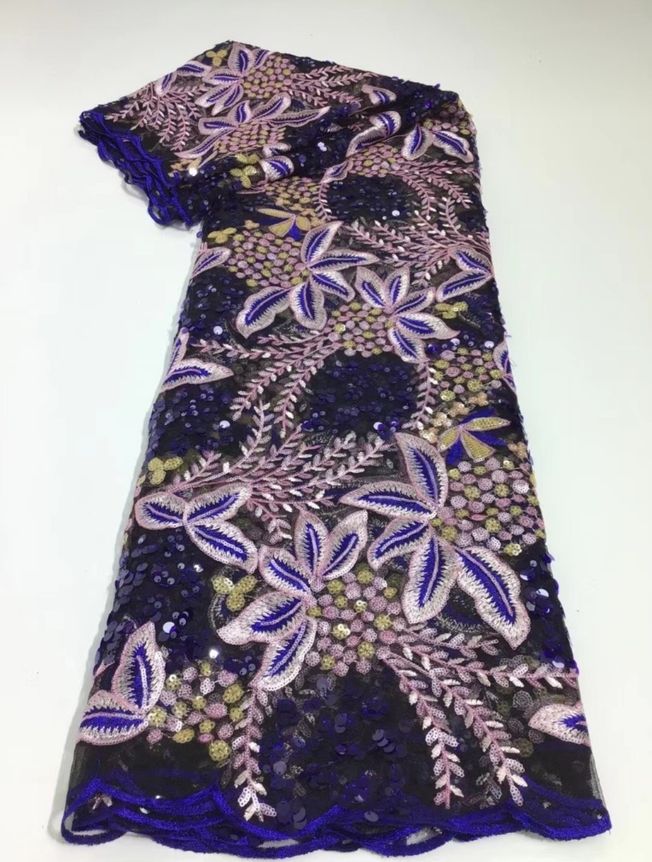 High Quality Embroidered Tulle Sequins Fabric Material 242