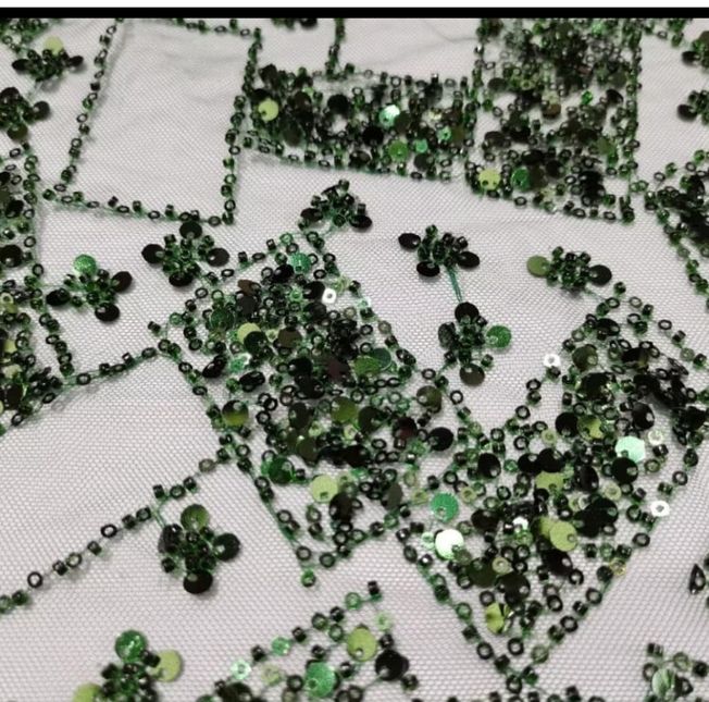 High Quality handbeaded Sequins Fabric Material HA431