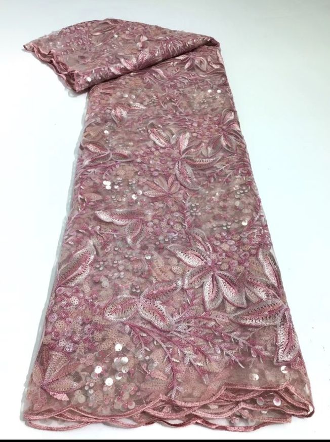 High Quality Embroidered Tulle Sequins Fabric Material 242