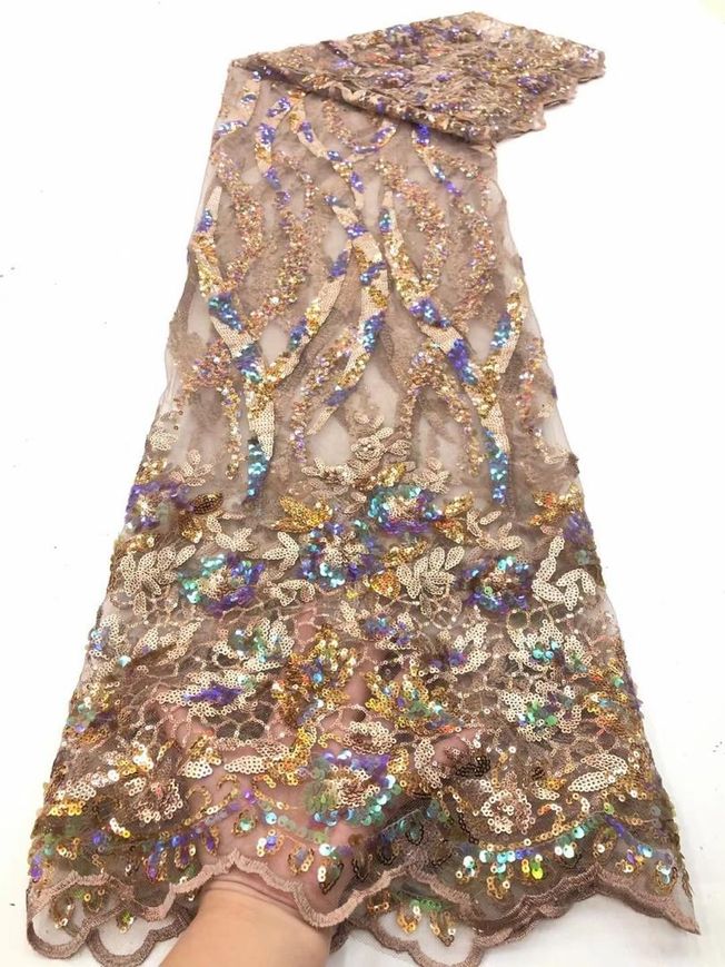High Quality Tulle embroidered Sequins Fabric 080