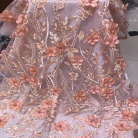 High end Embroidered Flowered French Tulle Fabric 004