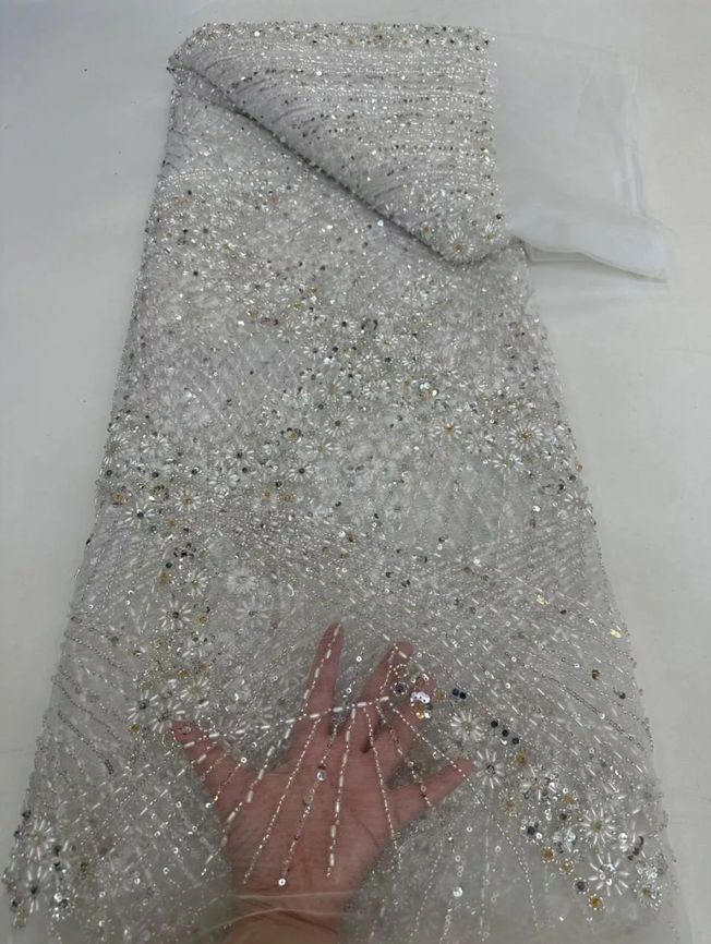 High Quality Handbeaded Fabric Material 202415