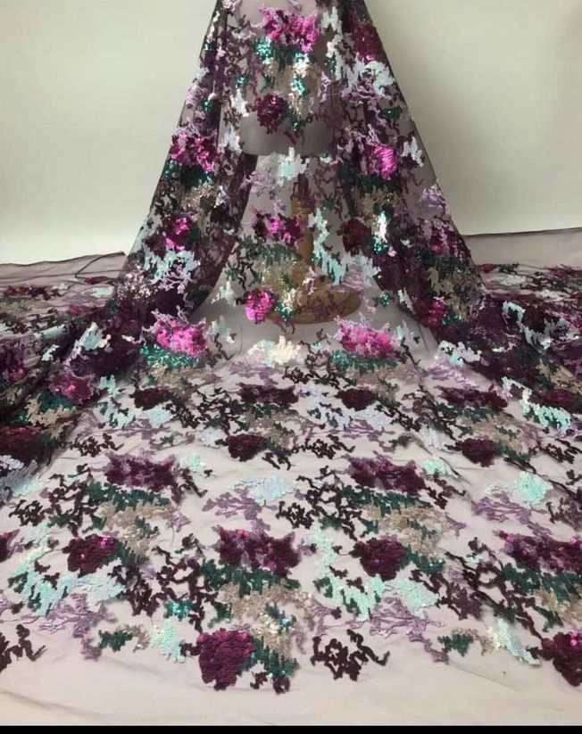 High Quality sequins Tulle Fabric Material 021