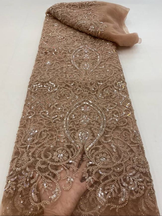 High Quality Handbeaded Fabric Material 437b