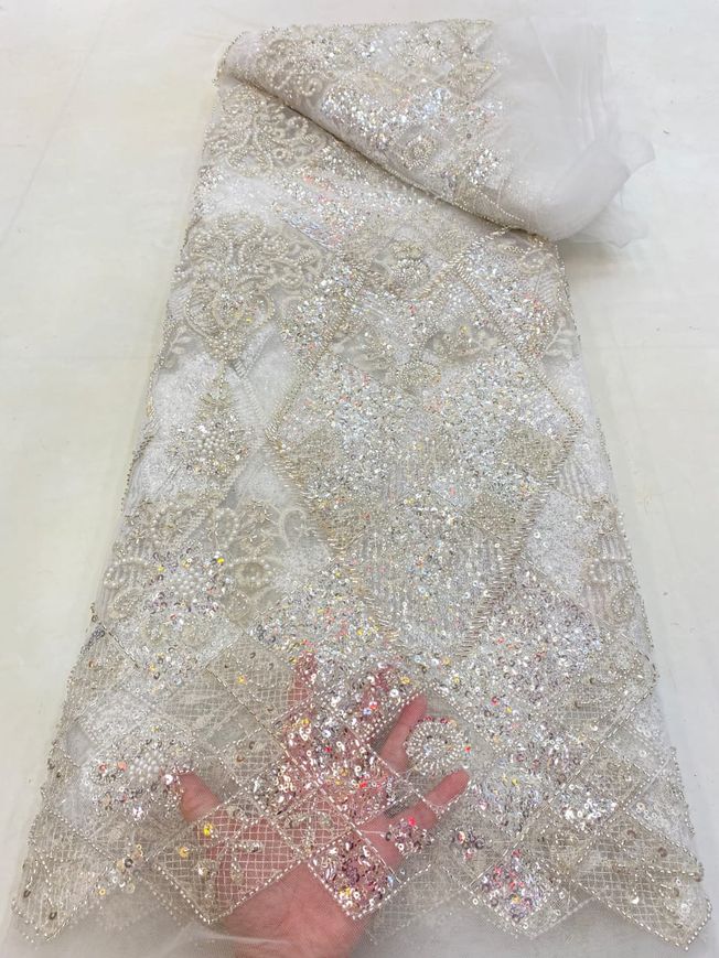 Luxury Handbeaded Fabric Material HA449