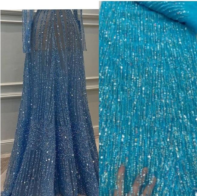 Luxury Handbeaded Fabric Material EM315