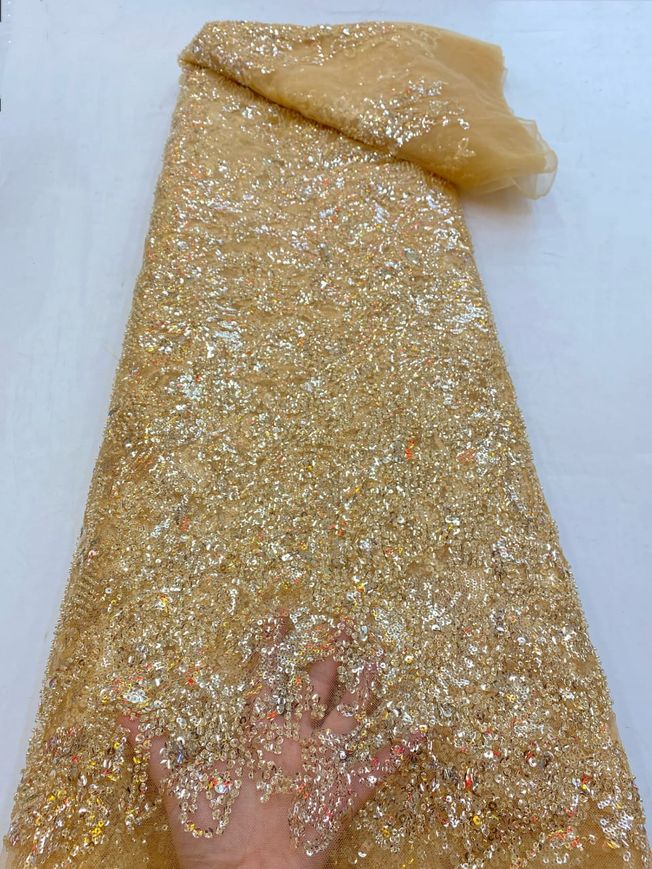 High Quality Luxury Handbeaded Fabric Material EM369