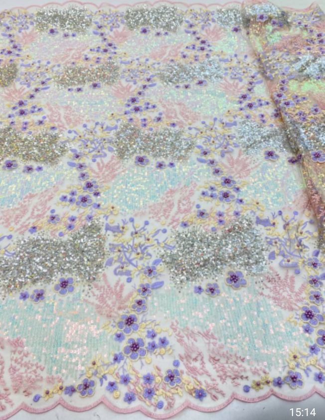 High Quality Tulle Embroidered Sequins Fabric Material 239